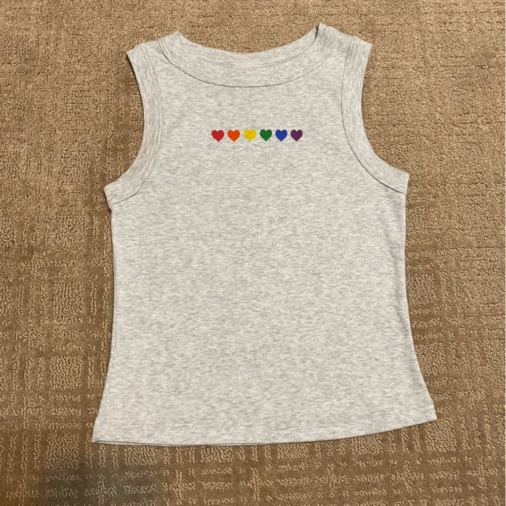 {Where I'm From Apparel} Heart Spectrum Grey High Neck Tank ~ Size Small